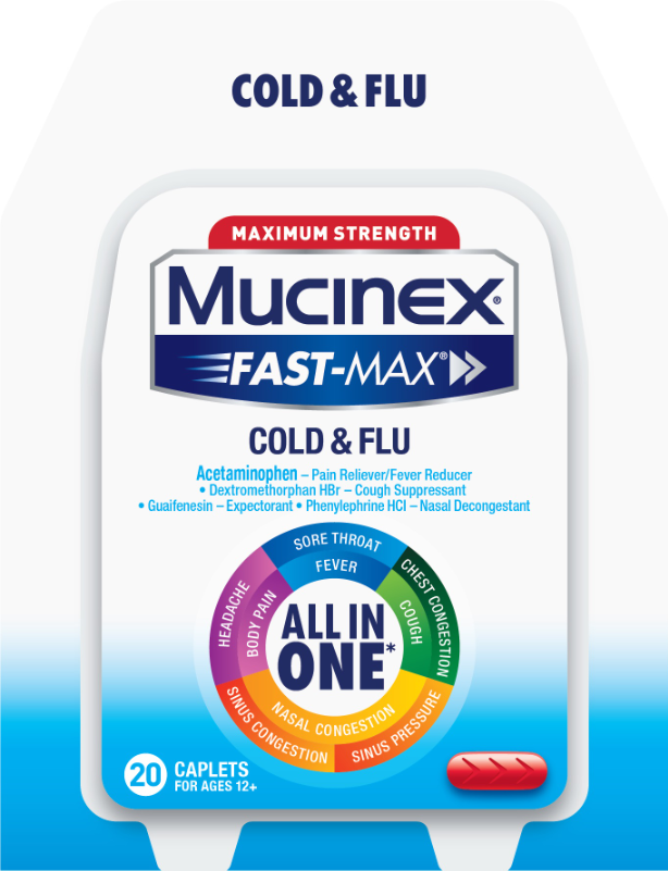 MUCINEX FASTMAX  All in One Cold  Flu  Caplets Discontinued